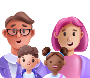 3D 애니메이션 케릭터: 가족(부부와 두 아이)