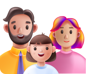 3D 애니메이션 케릭터: 가족(부부와 딸)